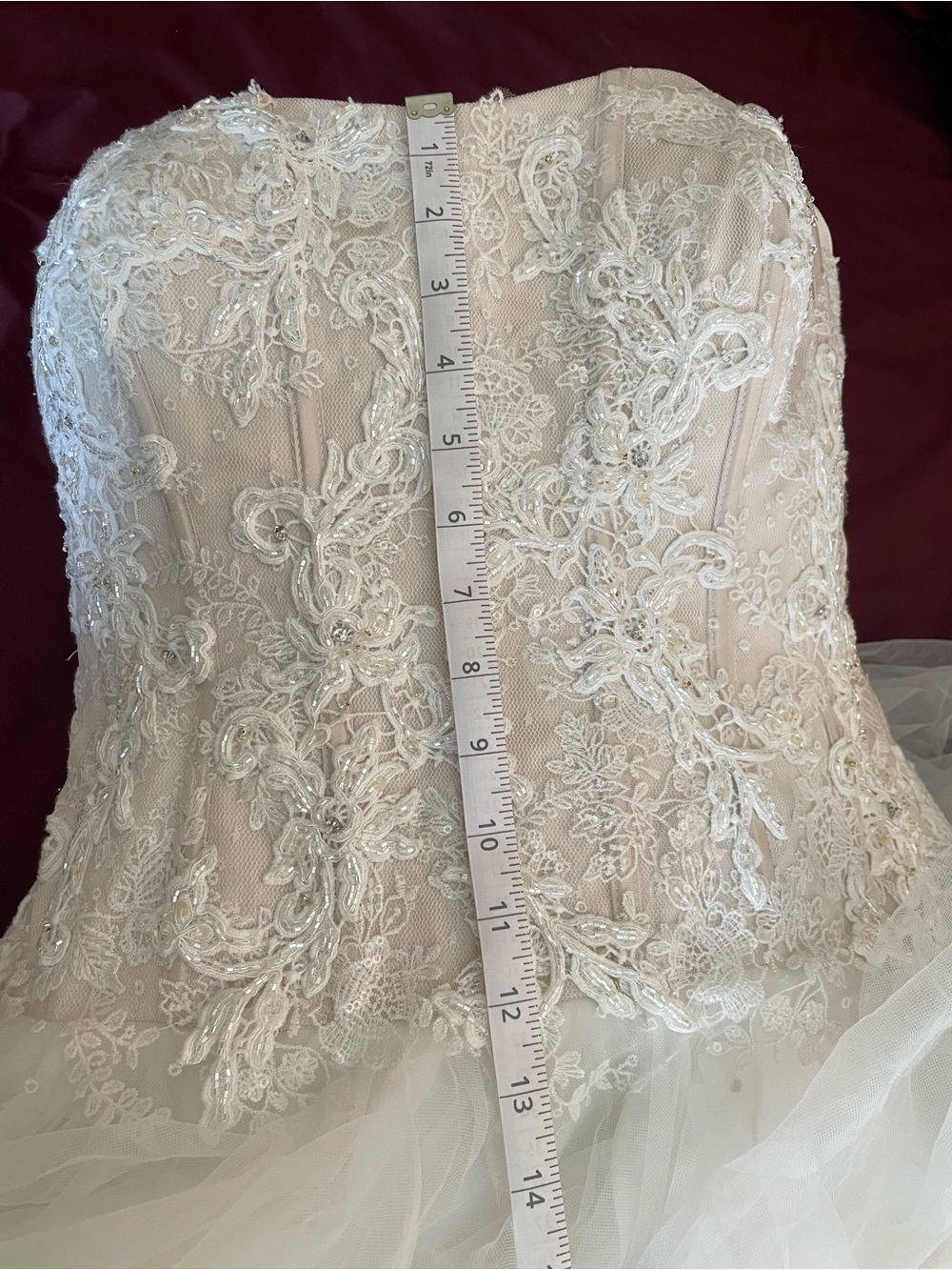 Oleg Cassini Strapless Ivory Ball Gown Wedding Dress - Picture 11 of 13